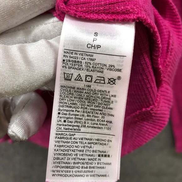 Gap Essential Rib Turtleneck T Shirt Womens S Pink Long Sleeve Cotton Stretch - Picture 4 of 9